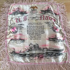 Antique Pillow Sham Silk US Navy Sailor Mother Poem Original Military
